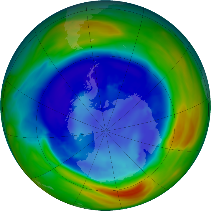 Antarctic ozone map for 28 August 2005